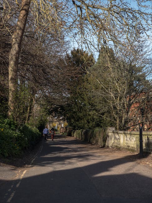 A white, traditional church with a steeply pitched, red-tiled roof and a tall, pointed steeple topped with a weather vane, situated in a rural setting. The church features arched windows with stained glass, and there are leafless trees surrounding it. In the foreground, a well-maintained grassy area extends to a wooden fence that runs along the property boundary. The sky above is partly cloudy with patches of blue. The scene provides an exterior view of the church, which could be part of a house relocation or community move context, reflecting the type of local building often found in residential areas such as St Mary Cray BR5, relevant to house removals and moving services. The image includes no furniture, boxes, vehicles, or loading equipment visible, focusing solely on the church building and nearby landscape.